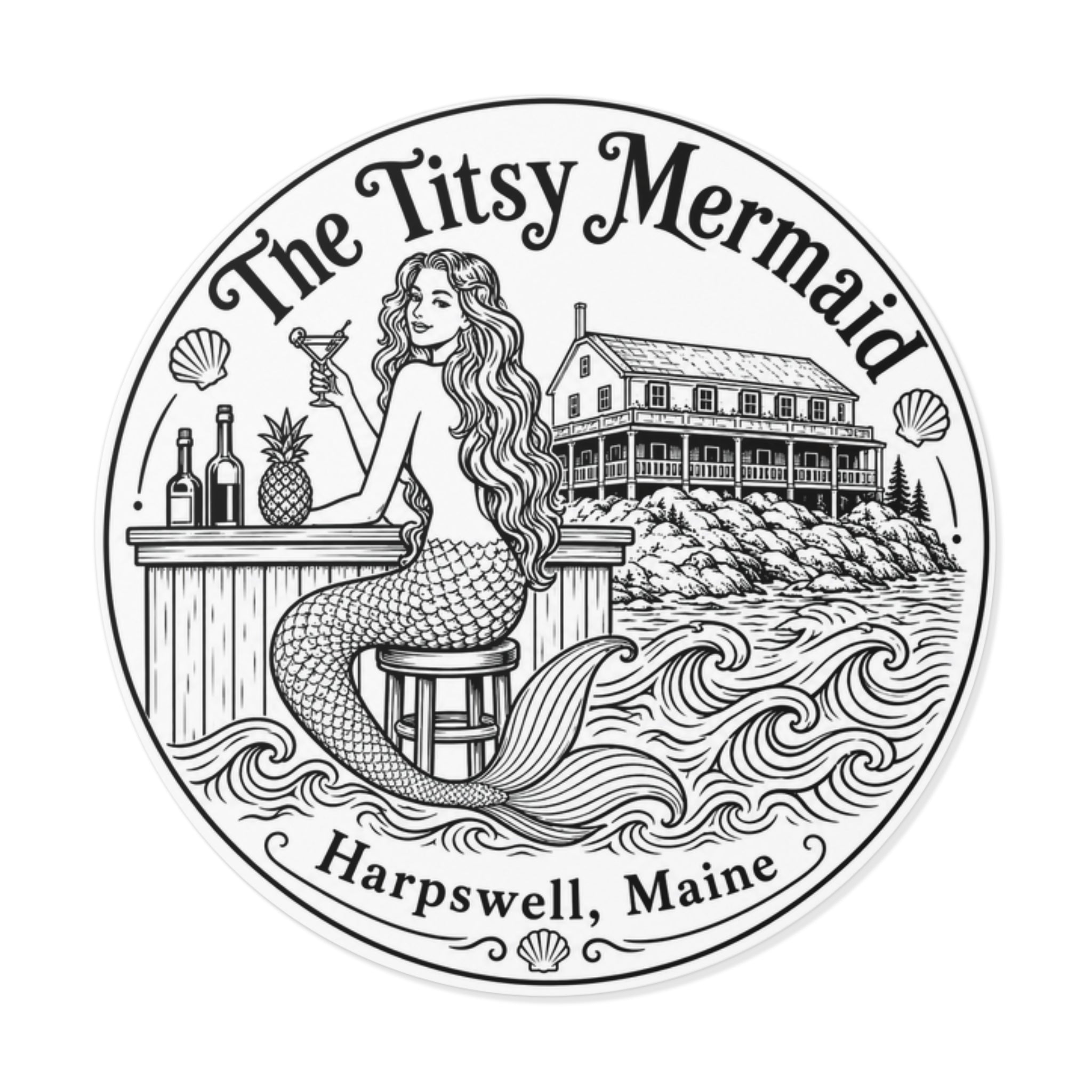 The Titsy Mermaid Round Sticker