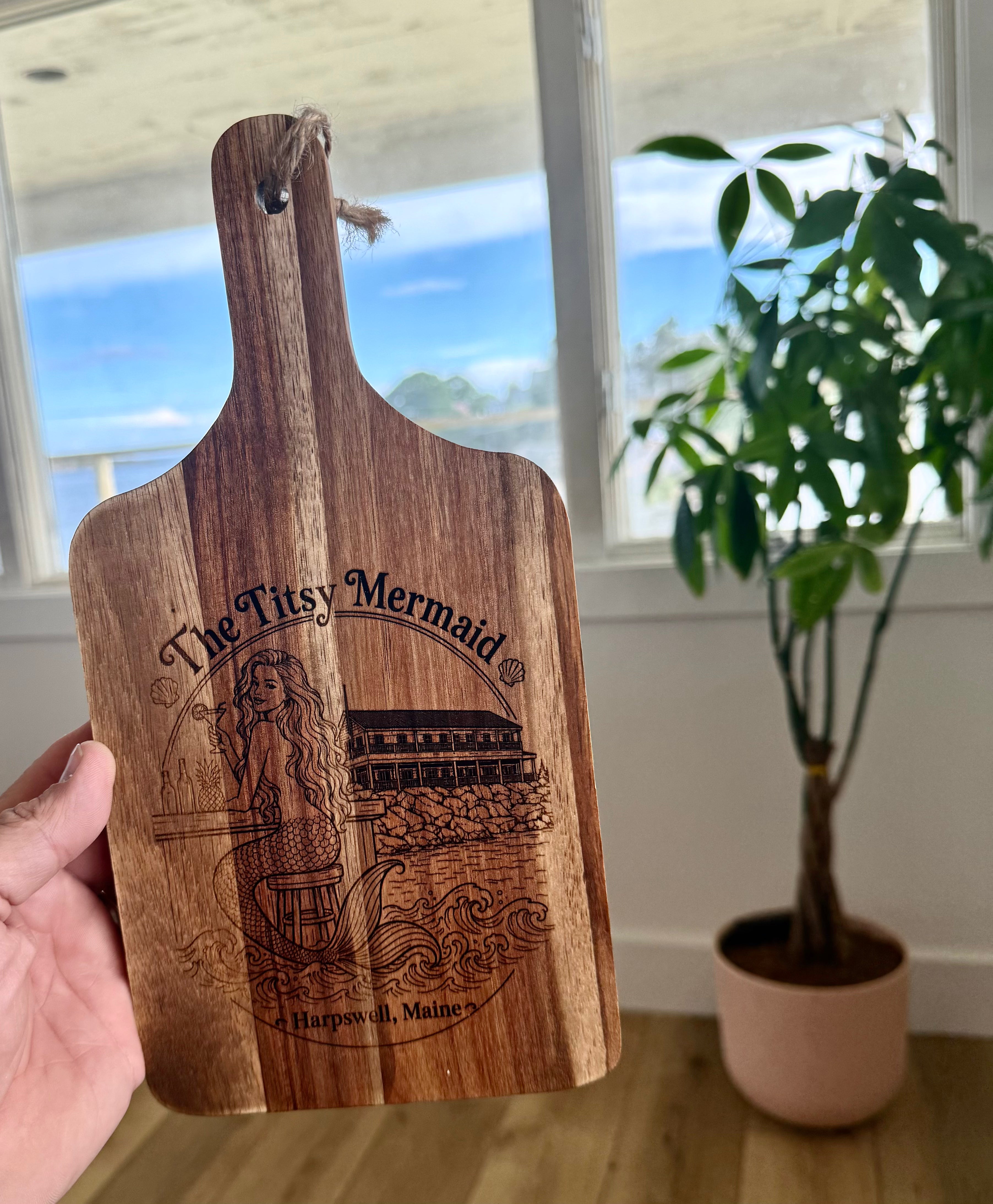 The Titsy Mermaid Engraved Charcuterie Board